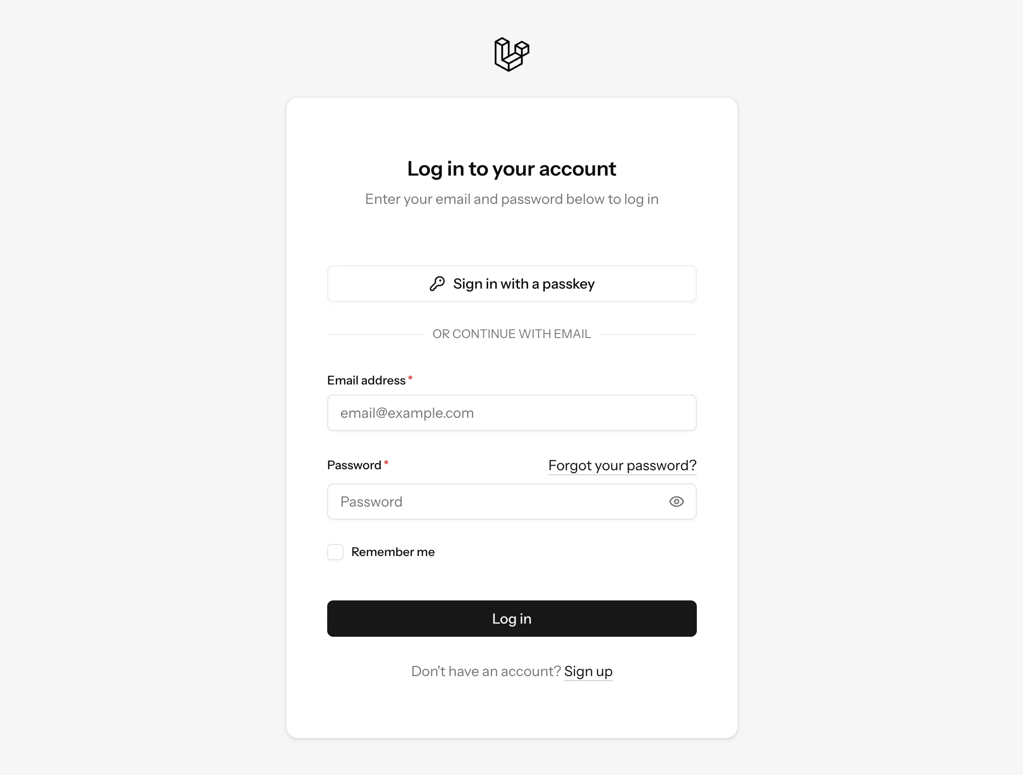 Secure sign-in, ready to use: screenshot from the Vue kit