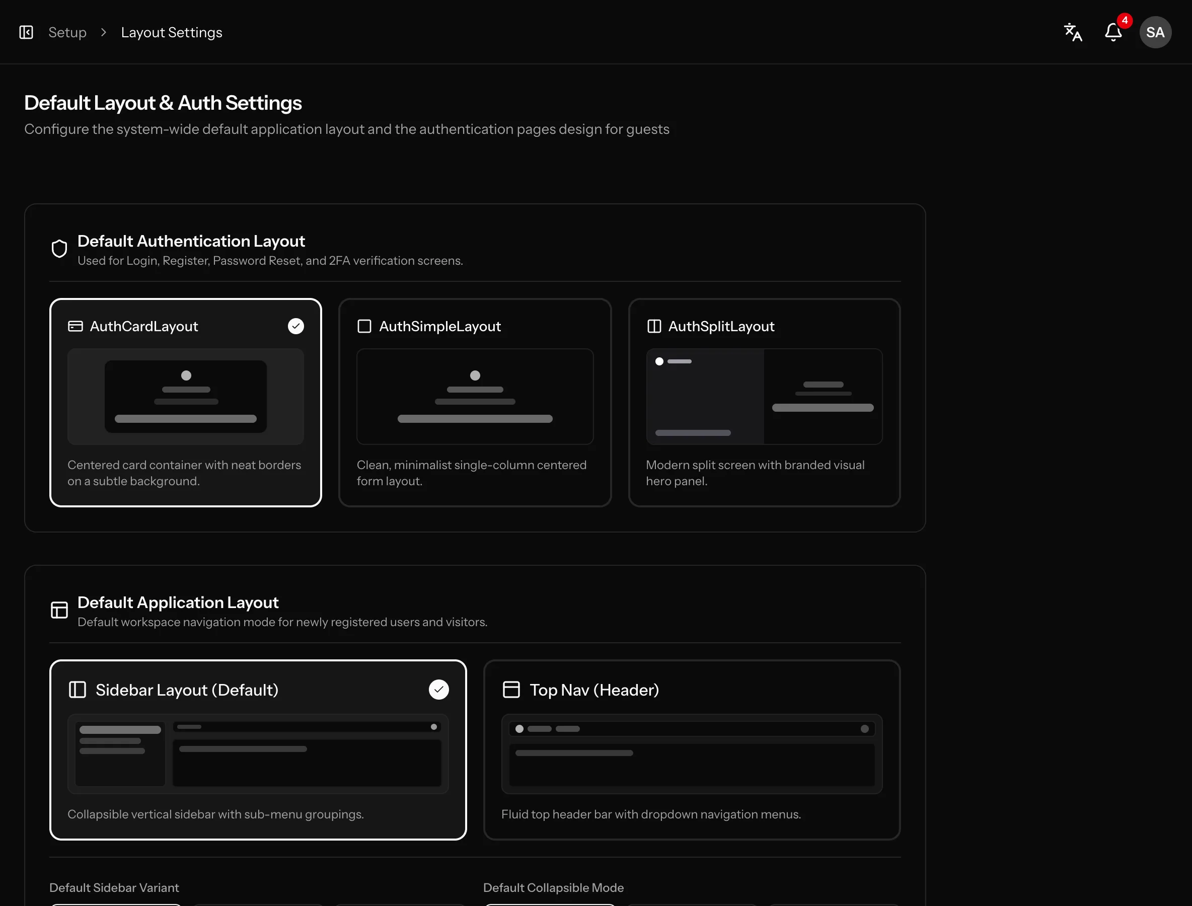 System defaults, personal overrides: screenshot from the Vue kit