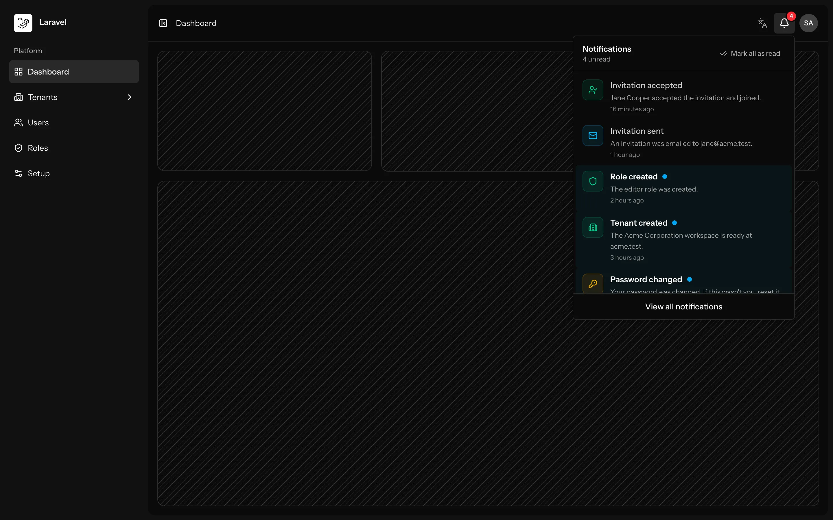 React Starter Kit: Notifications screen