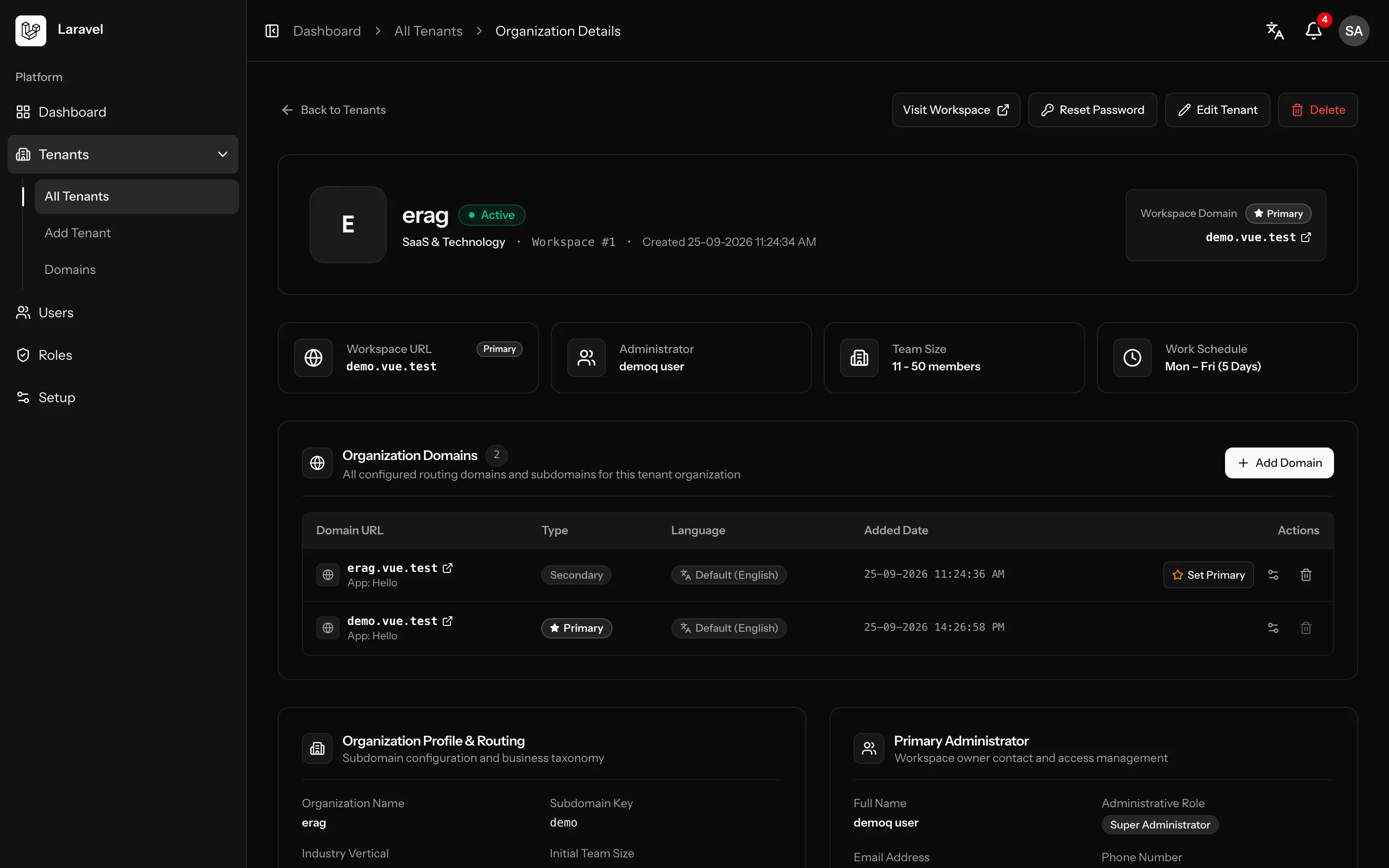 Vue Starter Kit: Tenant details screen