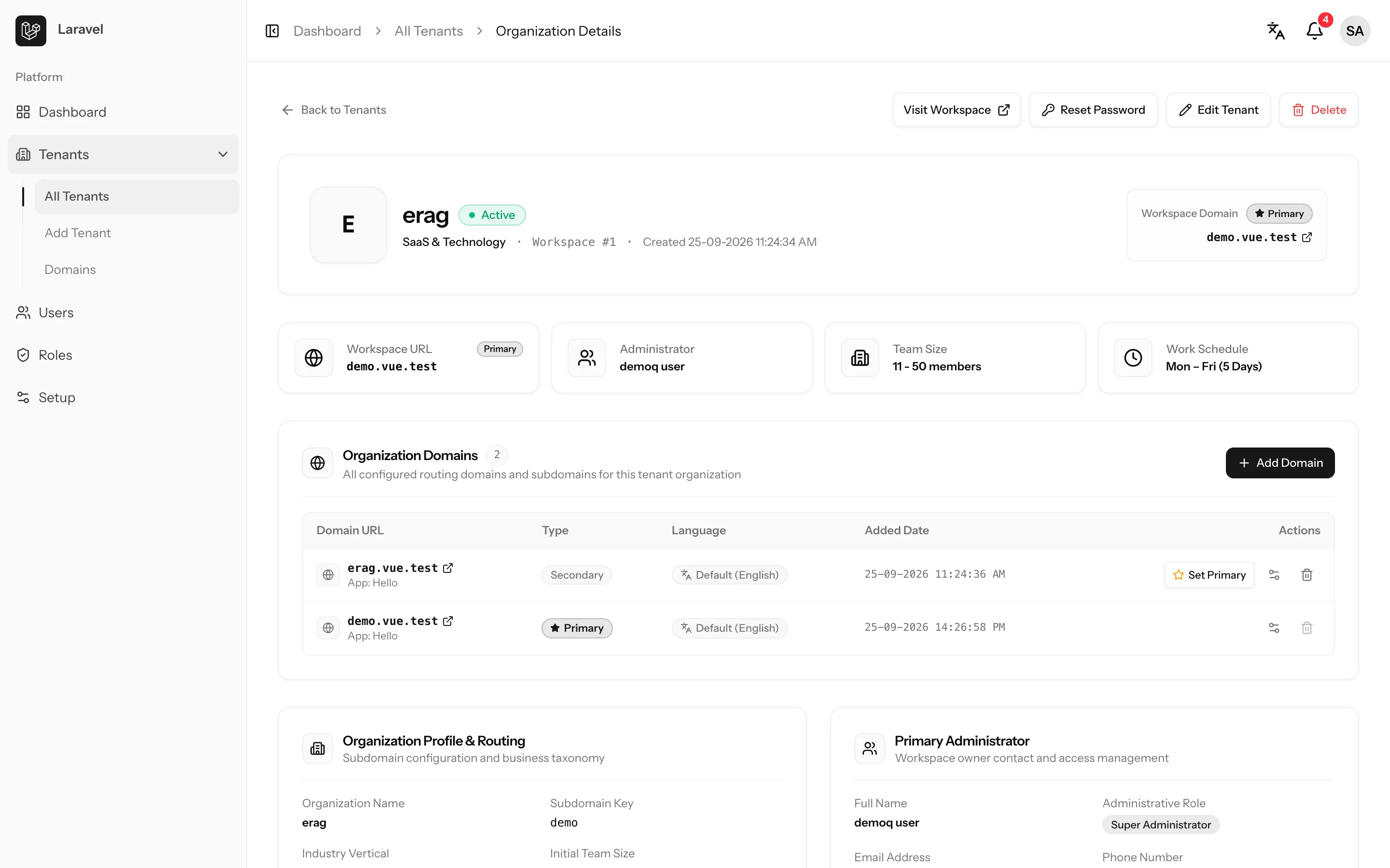 Vue Starter Kit: Tenant details screen